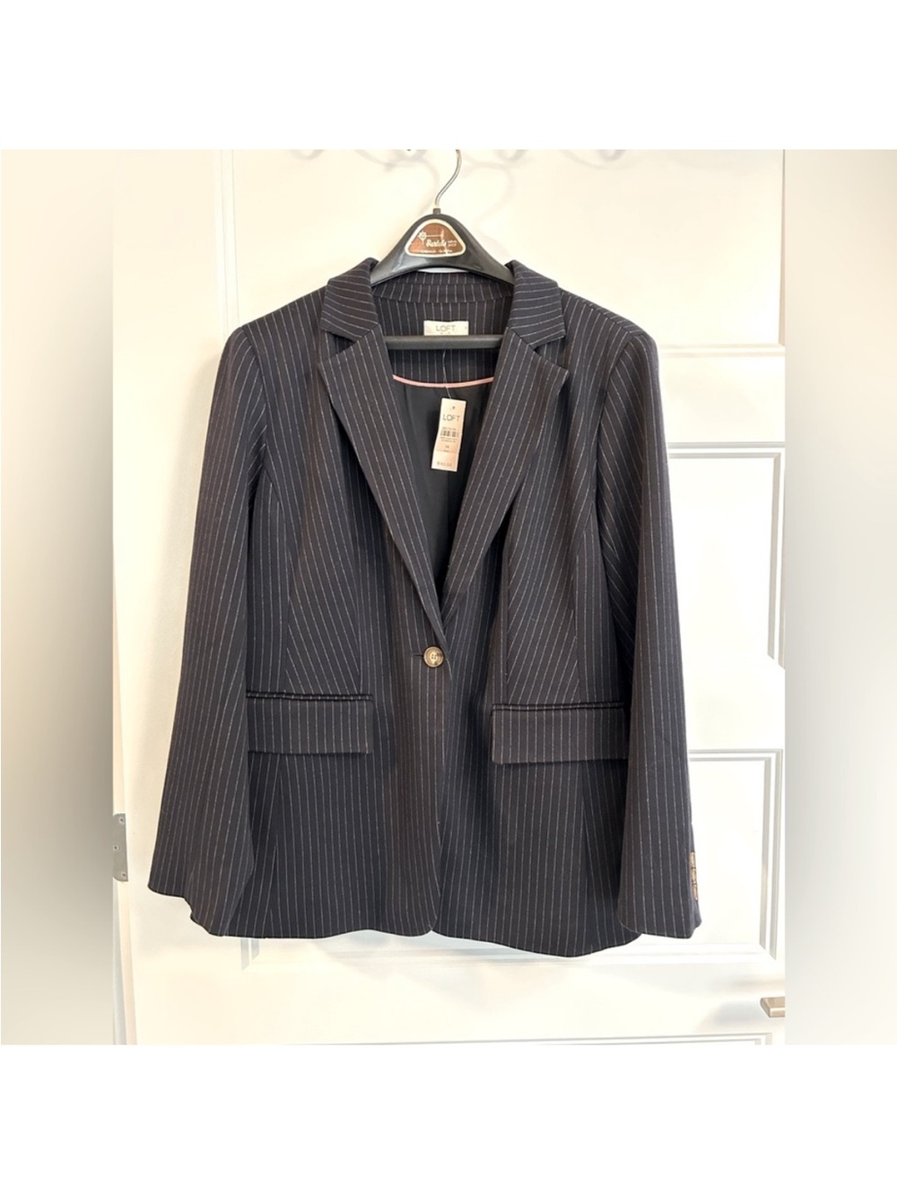LOFT PLUS pinstriped fully lined blazer.